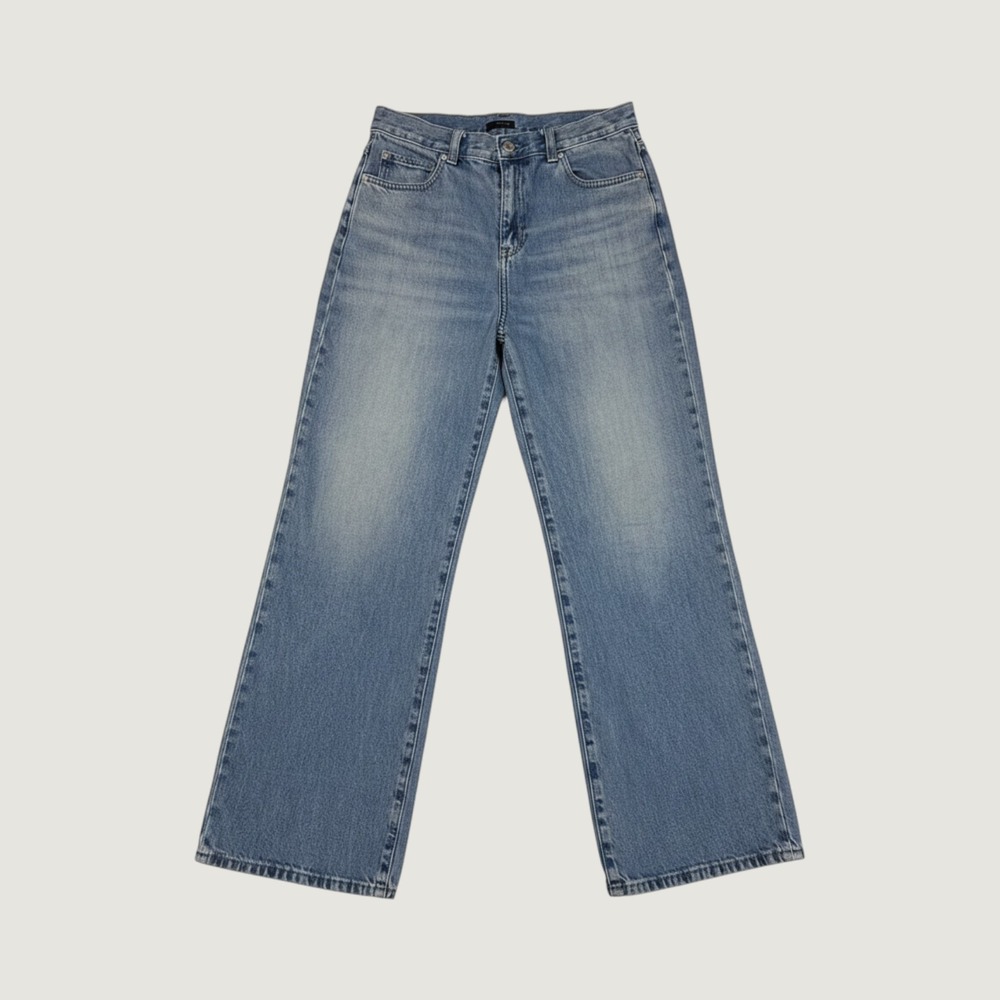 Uniqlo Jeans Baggy Wide Leg Denim Medium Wash Blue 100% Cotton size 26